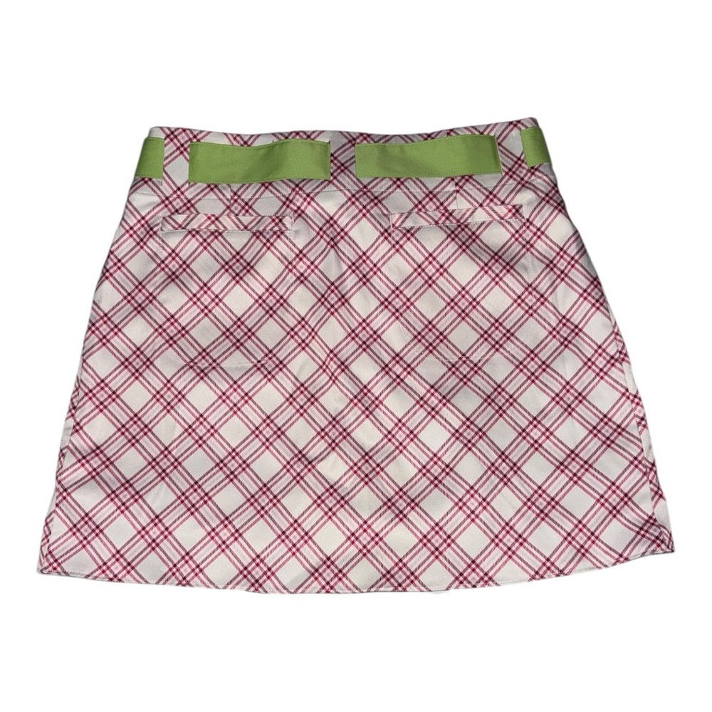 Jack Nicklaus Golf White Pink Green Gingham A-Line Skirt Skort & Shorts Size 6 - Picture 6 of 8